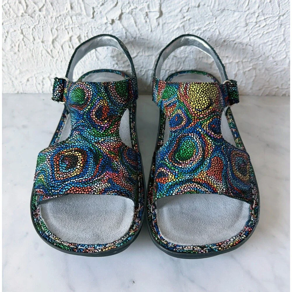 Alegria Viki Sandals Women's 39/8.5 Rainbow Cyclone Leather Comfort Slingback